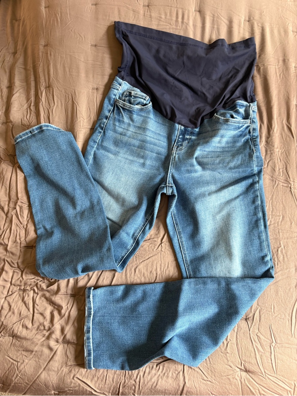 Navy & Light Blue Maternity Jeans - Comfortable Stretch Waistband